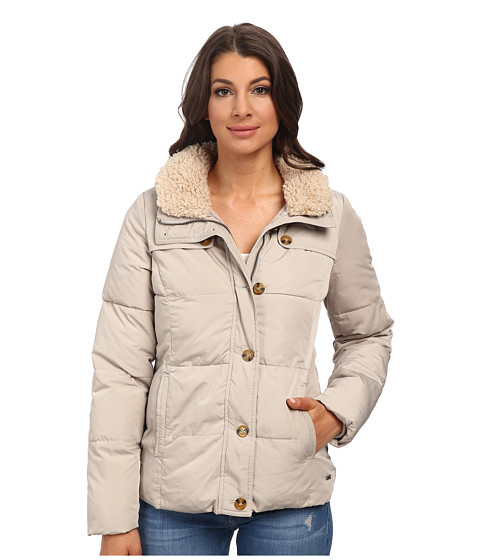 mavi jeans fur collar detailed coat light beige