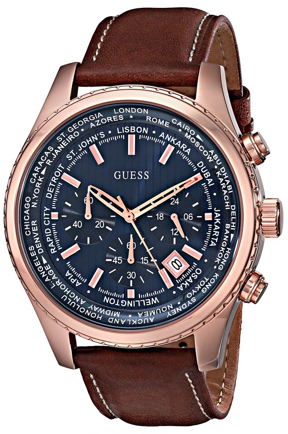 guess mens u0500g1 rose gold-tone stainless steel